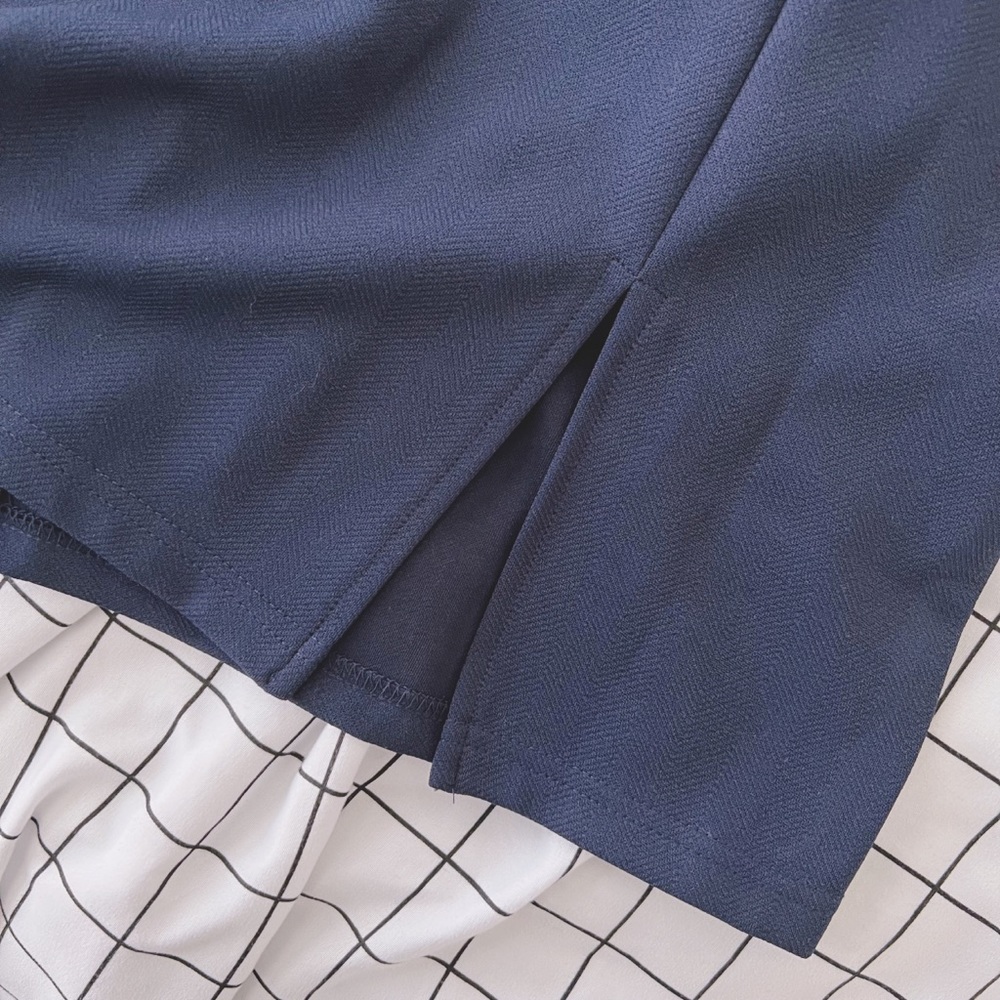 Navy blue side slit mini skirt